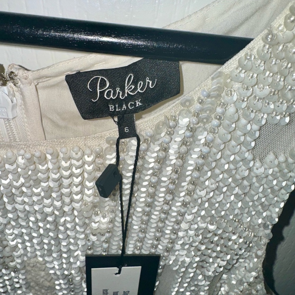 Parker, Ivory Beaded Gown, Size 6, Floor length, Sleeveless - Picture 4 of 11